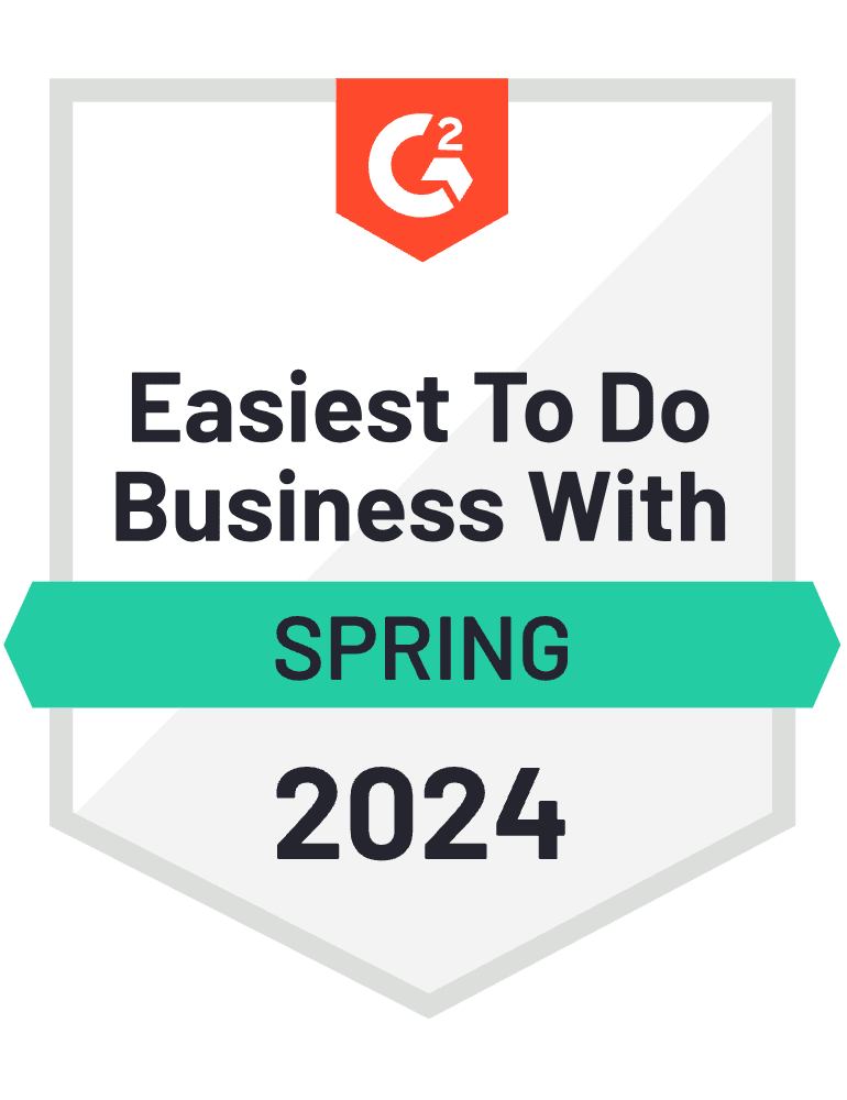 G2 badges - Easiest to do business with, Spring 2024